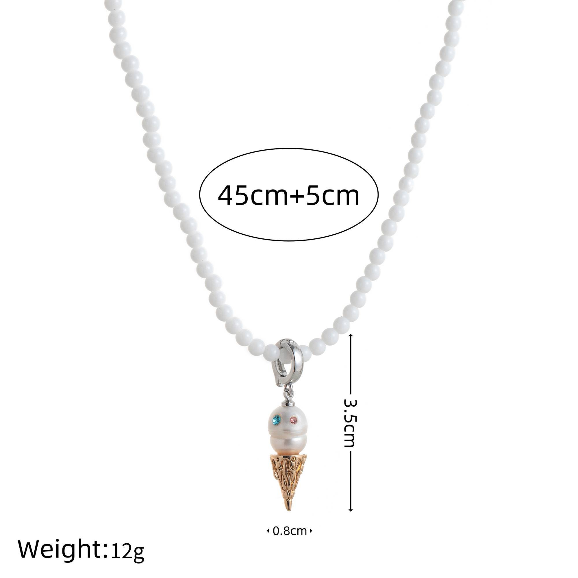 Elegant Pearl Ice Cream Style Necklace For Women Luxury Golden Plated Copper Jewelry Color Retention Choker Fashion Accessory