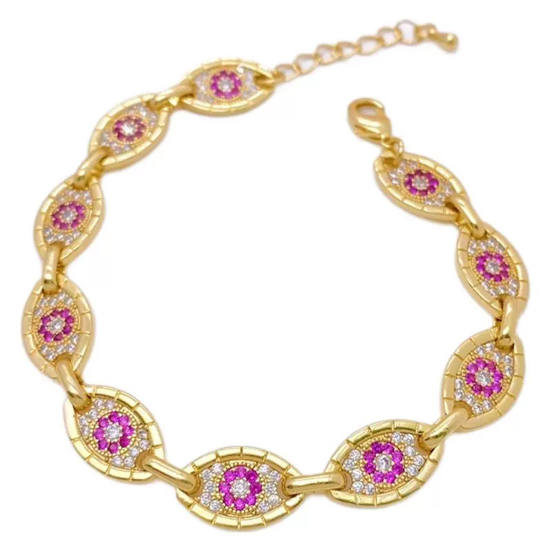 Fashionable High-End Copper Plated 18K Gold Evil Eye Bracelet Necklace Set  Style Jewelry Accessories