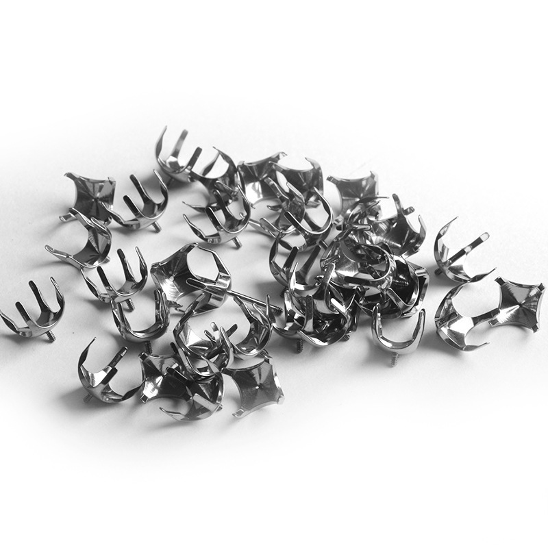 New F136 Titanium Alloy Curved Base Four-Claw Threaded Earring Lip Pin Accessories Piercing Jewelry Bowl Support Geometric Pattern