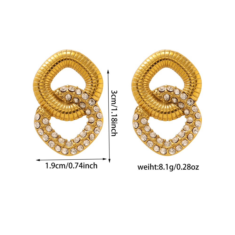 Trendy 18K Stainless Steel Zircon Earrings For Women Non-Fading Geometric Pattern Original Design Jewelry Accessories