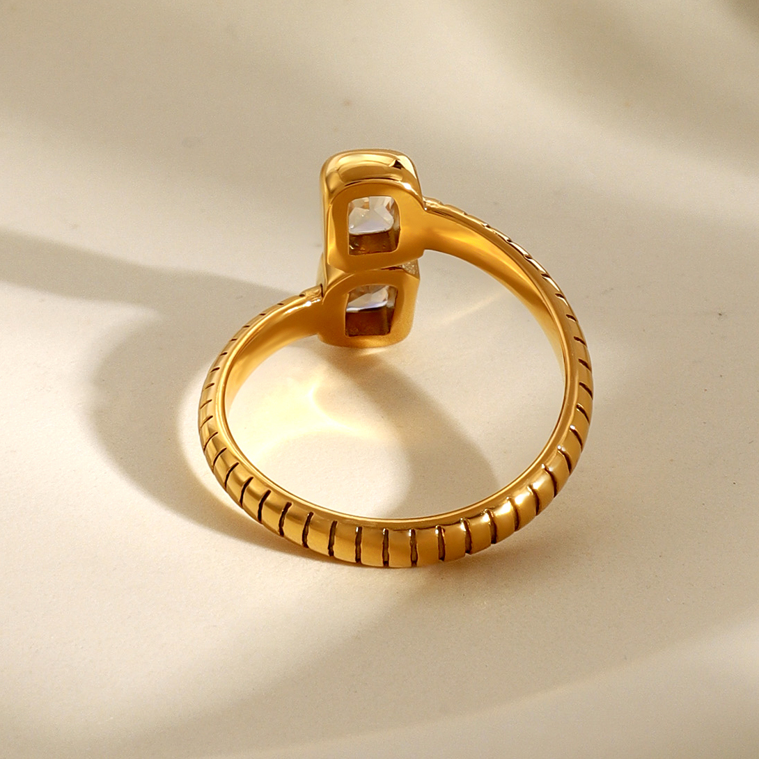 304 Stainless Steel Geometric PVD Coated 18K Real Gold Plated Simple Style Classic Style Open Rings