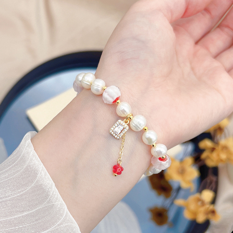 Spring And Summer Crystal Glass Pearl Bracelet Girl Bracelet Geometric Couple Jewelry Accessories