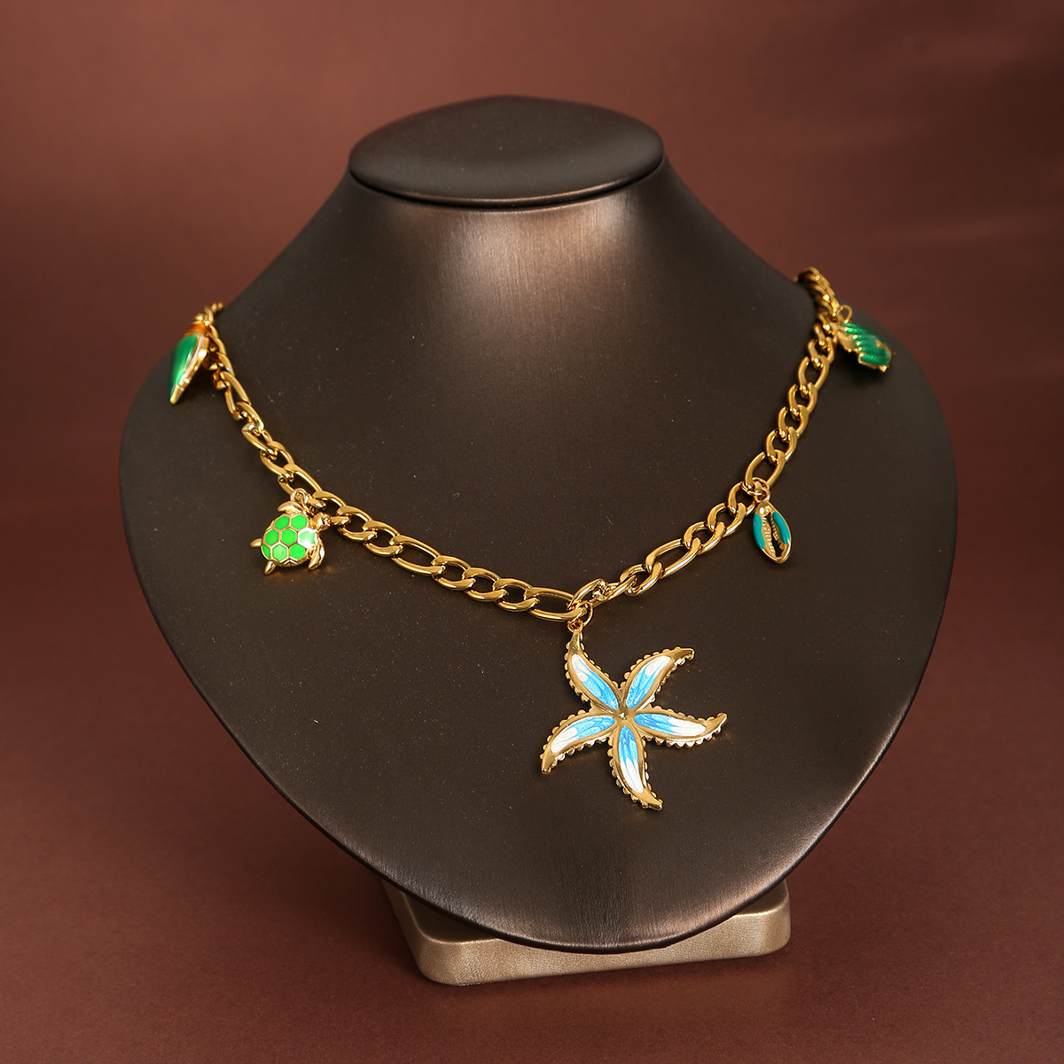 Women's 304 Stainless Steel Necklace Pendant Turtle Design Luxurious Savings Jewelry Set Starfish Pendant Light Geometric Pattern INS Style Multi Pendant Necklace
