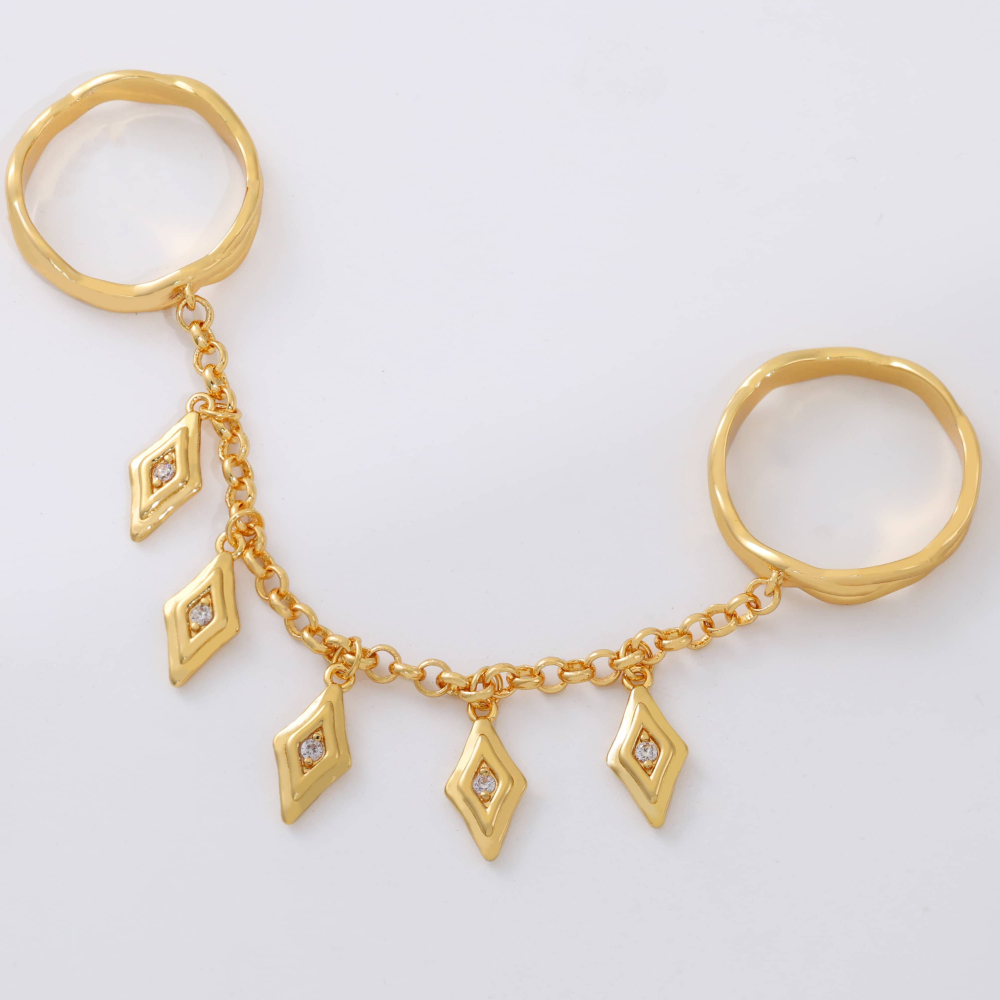 1 Piece Exquisite Design Fashion Unique Chain Rhombus Pendant Matching Personality Outfit Special Occasion Dress Women's Ring Jewelry