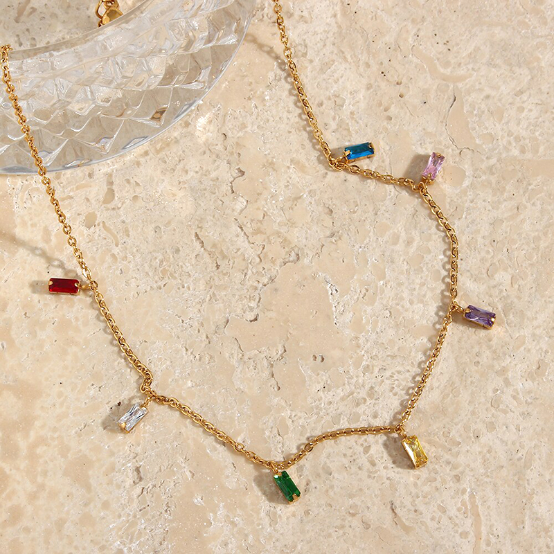 Fashion Simple Color Zircon Necklace Accessories