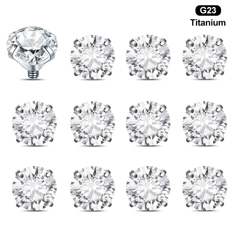 New F136 Titanium Alloy 5A Zirconia Dental Screw Claw-shaped Ear Nose Belly Eyebrow Stud Geometric Pattern Unisex Piercing Accessories