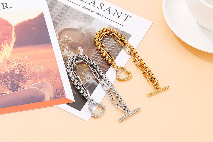 PVD Coated 18K Gold Plated Geometric Titanium Steel Fashion Waterproof Non Tarnish Bracelets