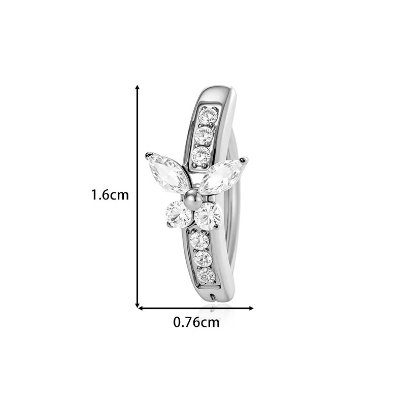 Fashion Weekend Party Women's Elegant Simple Style Butterfly Design Titanium Alloy Belly Button Ring With Zircon Inlay