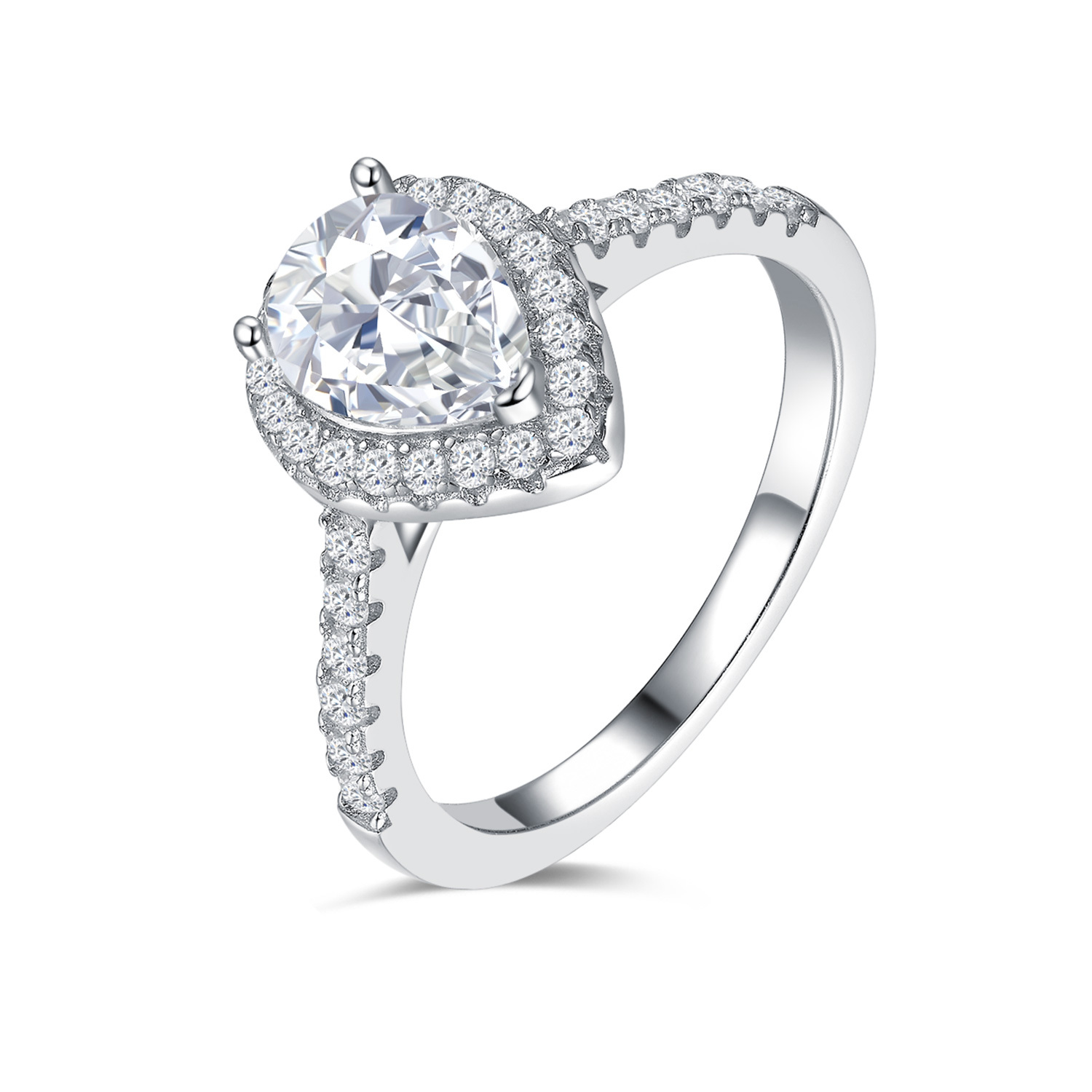 Custom Jewelry Wedding Engagement 925 Silver GRA 6*8mm VVS Pear Moissanite Ring Women