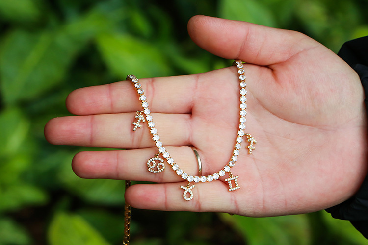 Pendant Necklace Simple Diamond Zircon 12 Constellation Clavicle Chain