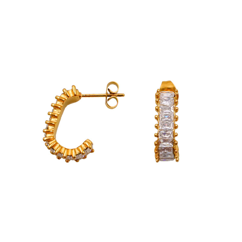 Real Gold Plated Solid Color 304 Stainless Steel Vacation Classic Style Waterproof Non Tarnish Ear Studs