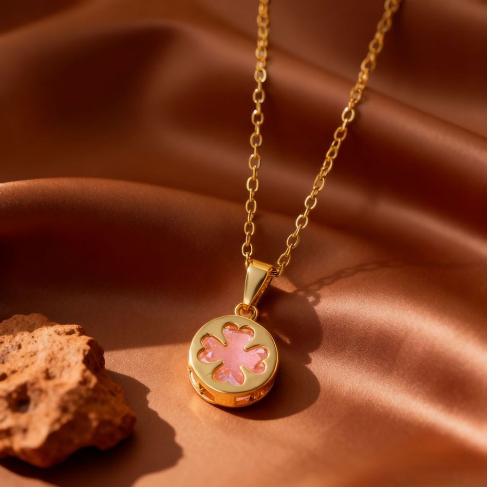 Rose Zircon Flower Necklace Ladies Casual Design Multifunctional High-quality Jewelry Accessories Rose Gold Plated