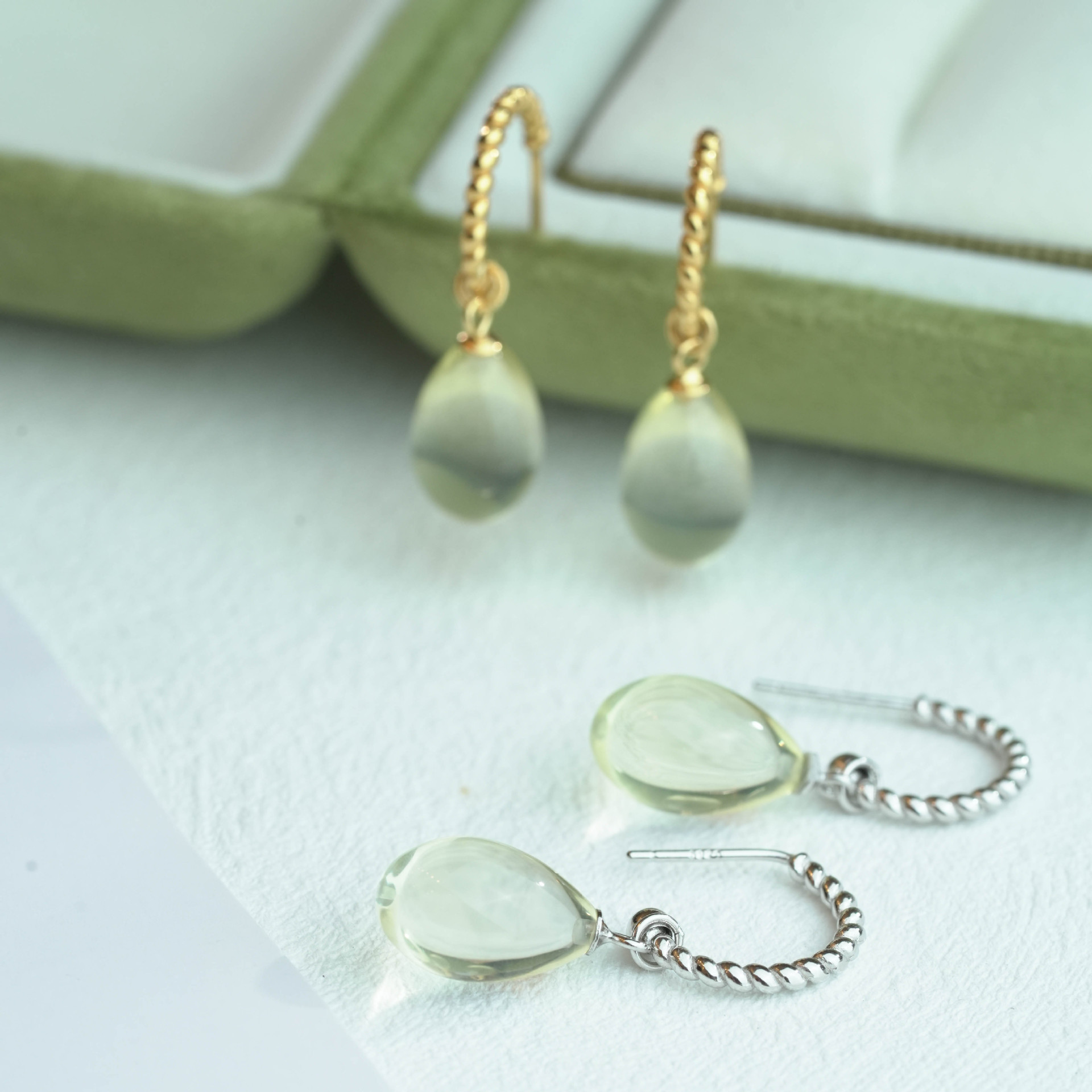 Natural Yellow Crystal Waterdrop Earrings S925 Silver Plated Gold Drop Earring Hooks Simple Fashion Versatile Women's Jewelry