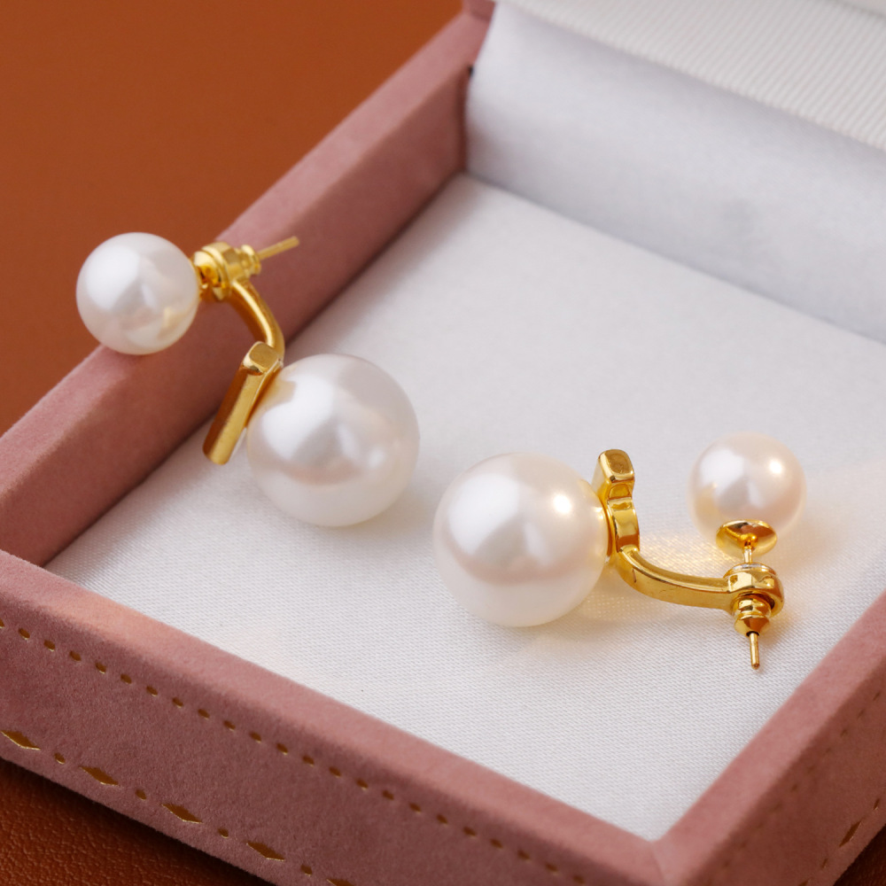 Elegant Two-Way Wear Pearl Stud Earrings Versatile Fashionable Retro French Style Women's Jewelry Accessories
