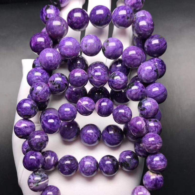 Natural Purple Dragon Crystal Bracelet Charoite Stone Full Dragon Pattern King Purple Nine Purple Fire Versatile Bracelet