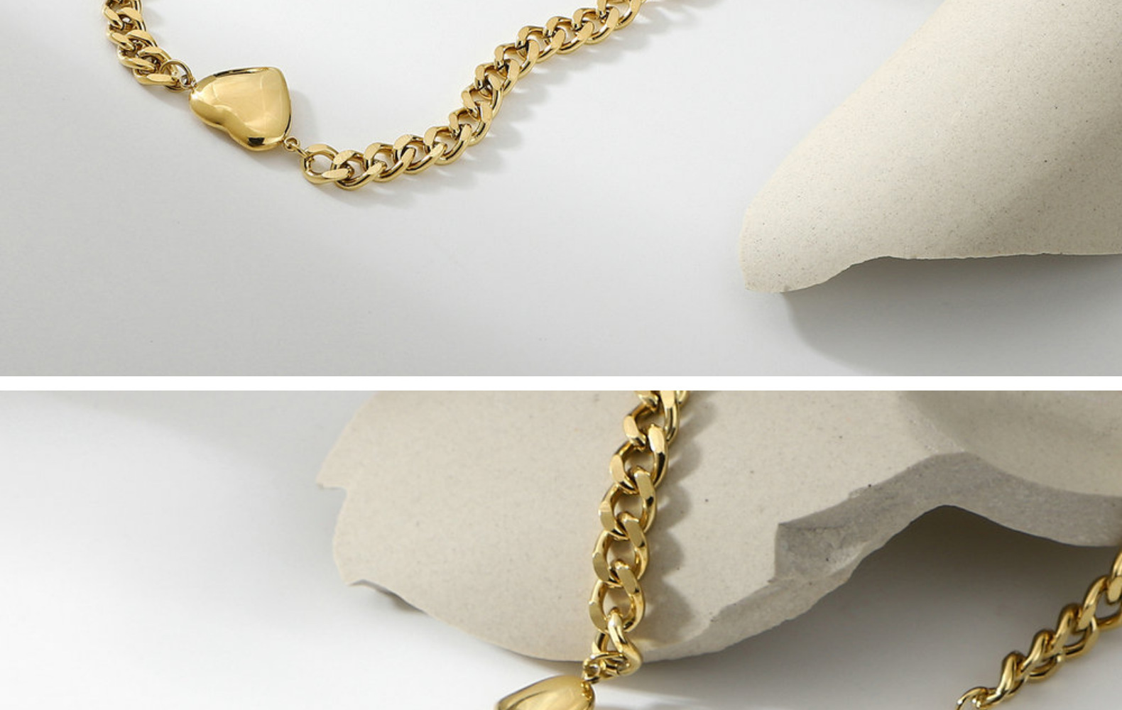 Fashion Heart 14k Gold Stainless Steel Necklace