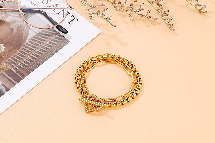 PVD Coated 18K Gold Plated Geometric Titanium Steel Fashion Waterproof Non Tarnish Bracelets