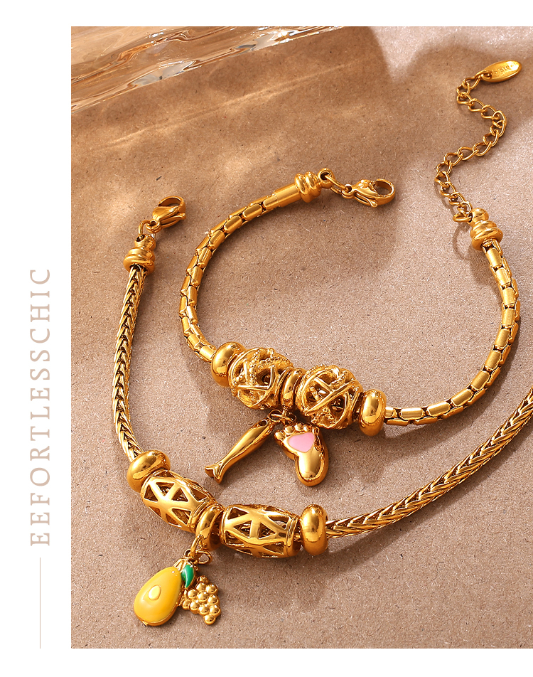 Amazon Cross-Border Fashion INS Style DIY Various Pendant Bracelet Non-Fading 18K Gold Plated Light Luxury Bracelet Jewelry