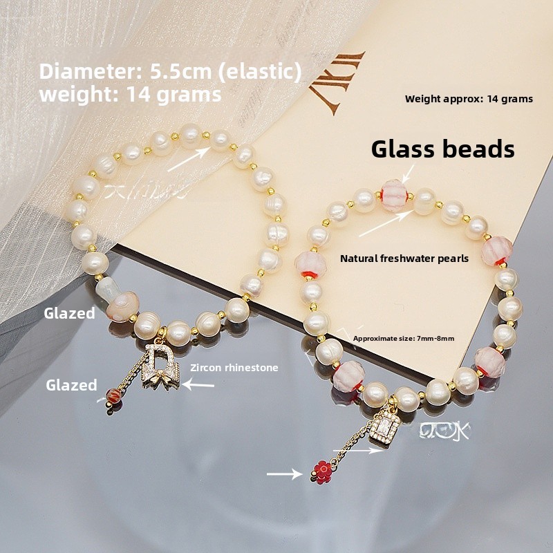 Spring And Summer Crystal Glass Pearl Bracelet Girl Bracelet Geometric Couple Jewelry Accessories