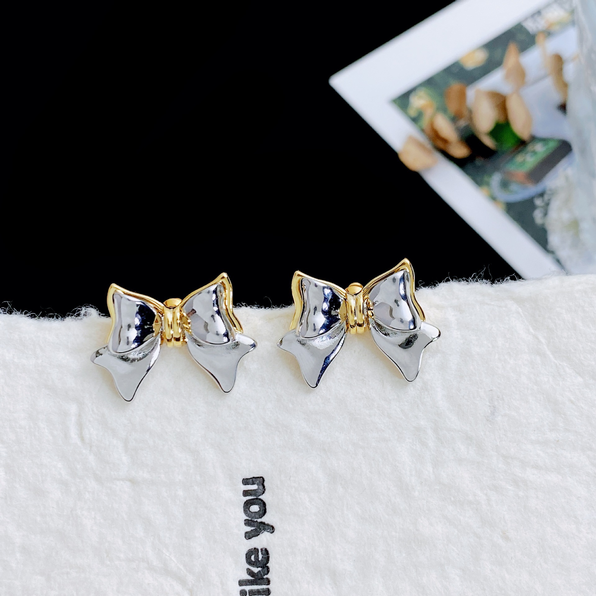 Basharly Butterfly Knot Color Collision Earrings Women's S925 Silver Needle Simple Design Sense Hoop Earrings Fashion Jewelry