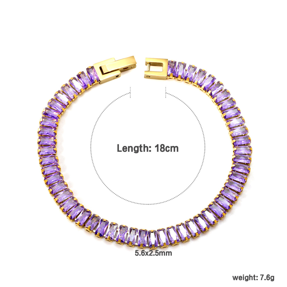 Elegant 304 Stainless Steel Gold-Plated Vacuum Plating (inside The Furnace) 18K Real Gold-Plated Tennis Bracelet Full Diamond Multi-Color Fashion Women's Watch Accessories