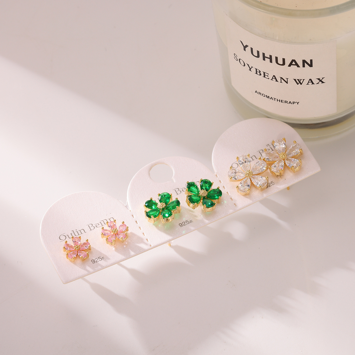 14K Gold Plated Flower Zircon Copper Elegant Cute Basic Style (Simple Design) Inlaid Earrings