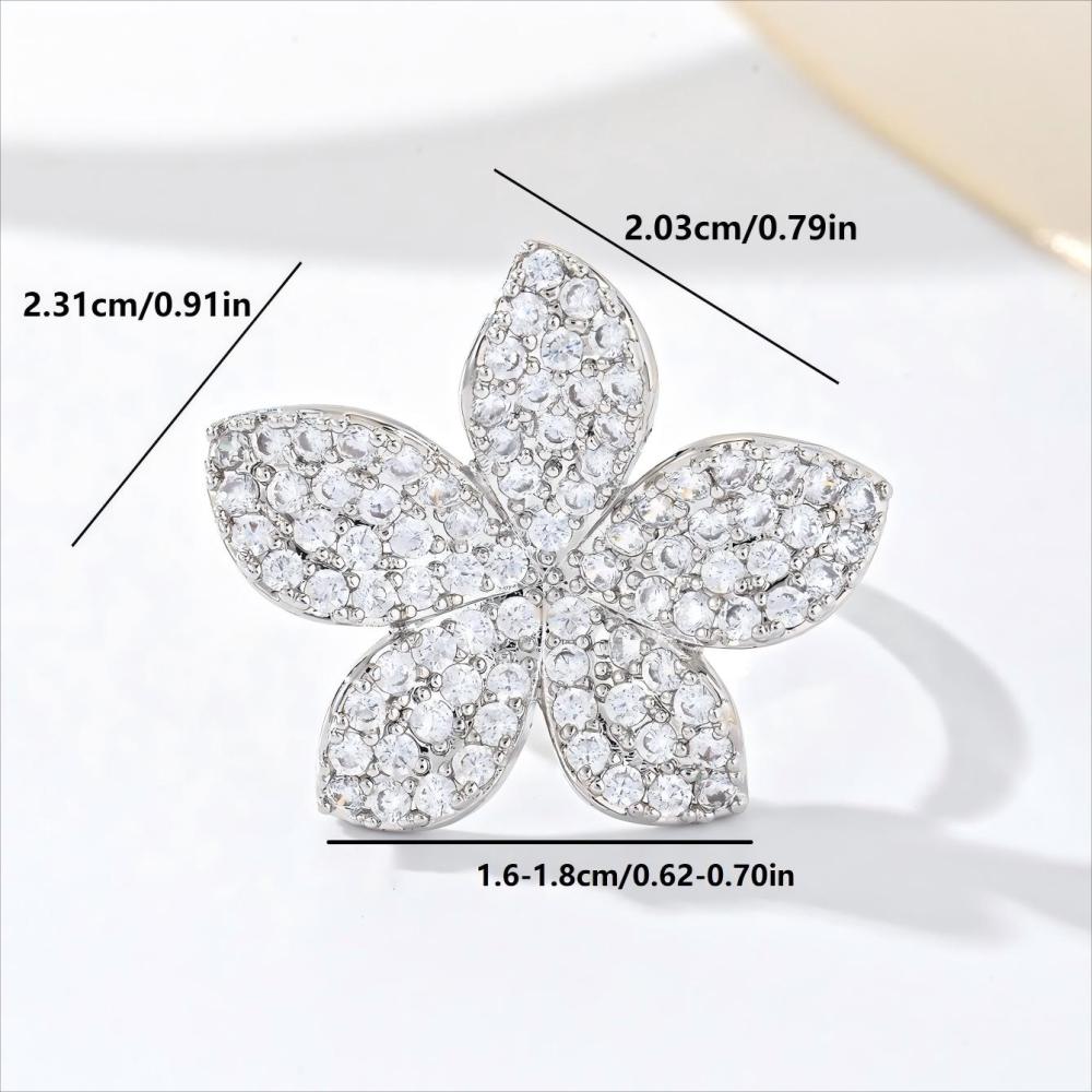 1 Piece Copper Inlaid Zircon Material Gorgeous Flower Shape Fashion Exquisite Ladies Ring Party Banquet Accessories Adult