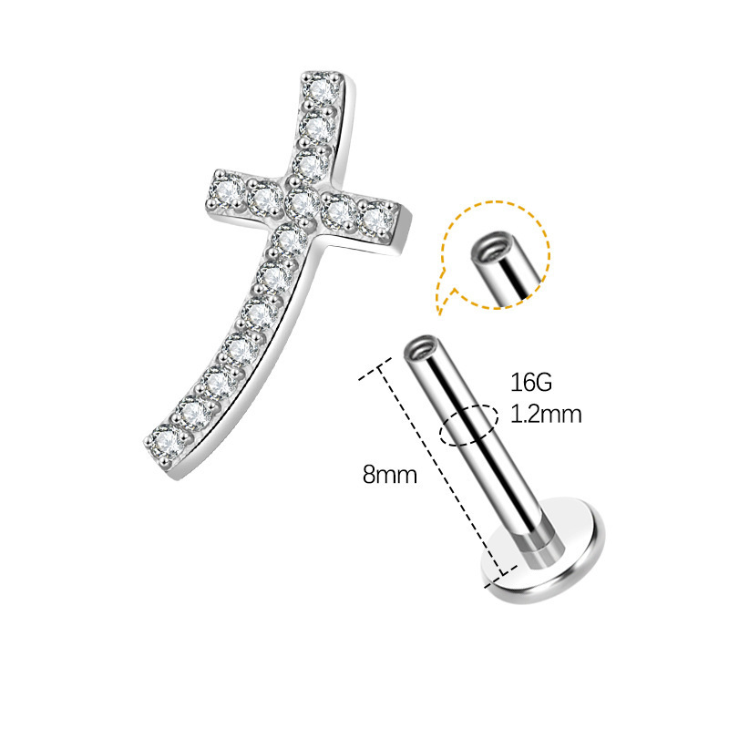 Fashion G23 Titanium Alloy Ear Lip Stud With Claw Inlaid Zircon Geometric Pattern Suitable For Men And Women Titanium Steel
