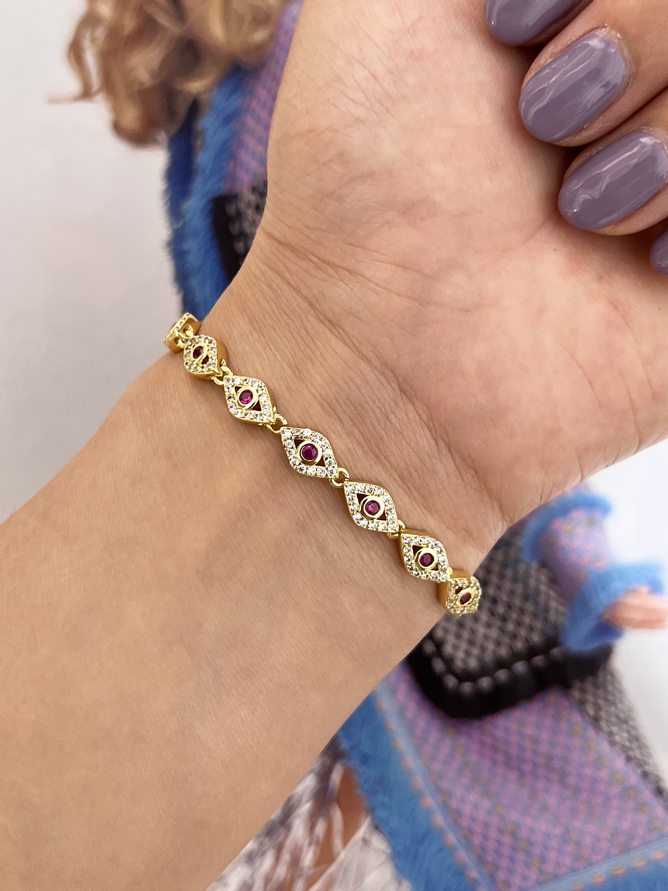 Wholesale Jewelry Simple Style Classic Style Eye Brass Zircon Bracelets