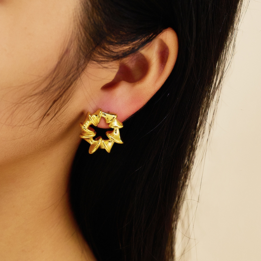 Titanium Steel Spiral Geometric Earrings Jewelry Accessories For Women Rose Gold Plated