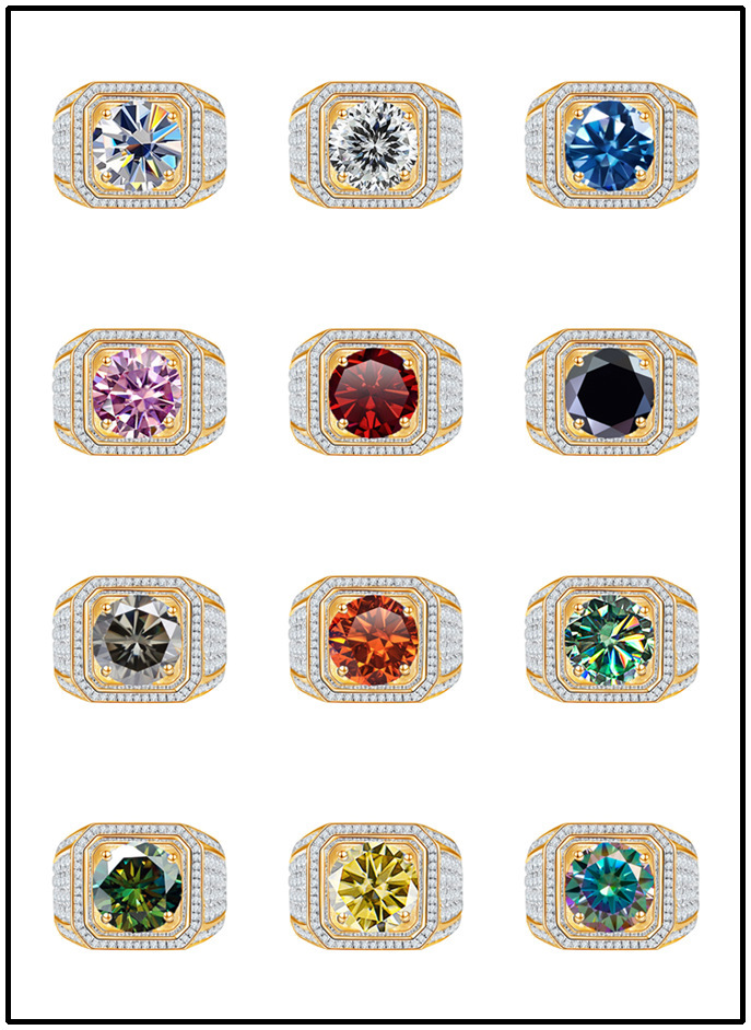 1.0ct Round Brilliant Cut 925 Sterling Silver Moissanite Round Square Rings Colorless(DEF) Moissanite GRA Certificate