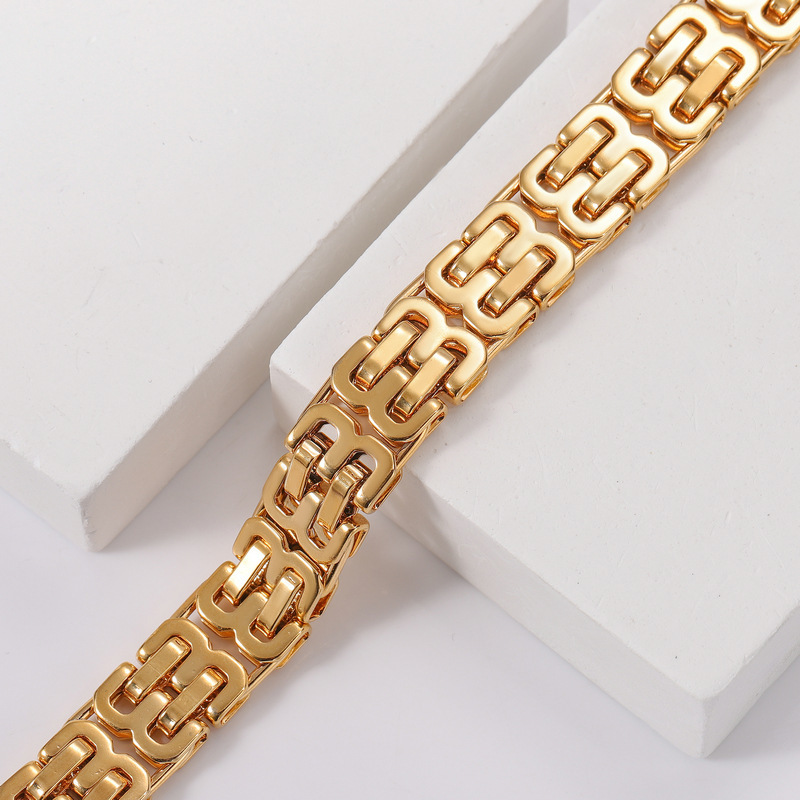 Men's Bracelet Stainless Steel Double Layer Wrapped Lightweight Minimalist Design Solid Color Rose Gold