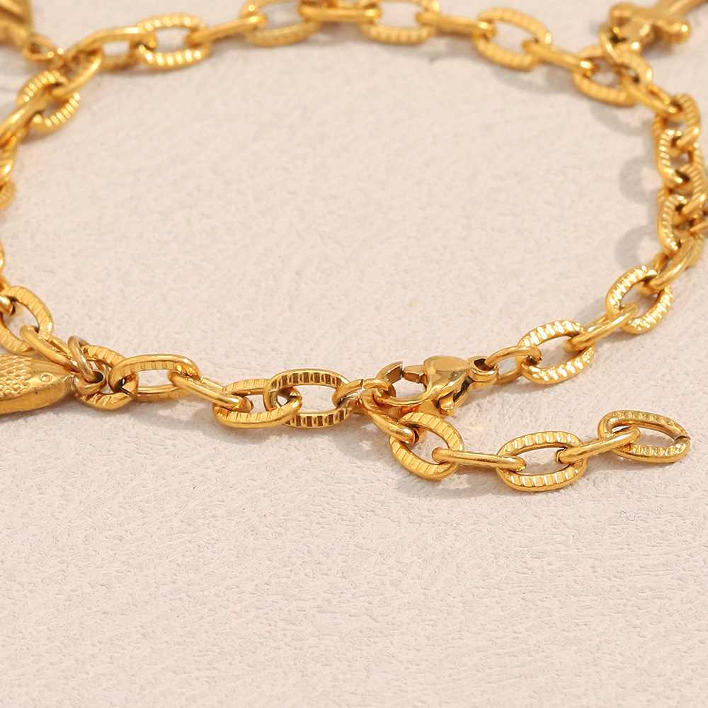 Summer Ocean Vacation Style Stainless Steel 18K Gold Plated Pendant Bracelet Fashionable Geometric Pattern Women's Jewelry