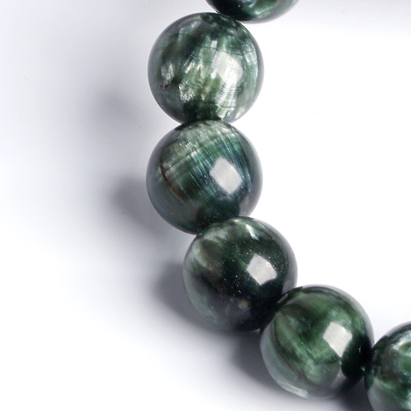 Natural Green Dragon Crystal Bracelet Collectible Grade Dark Green Dragon Crystal Attracting Pattern Green Clay Stone Unisex Jewelry