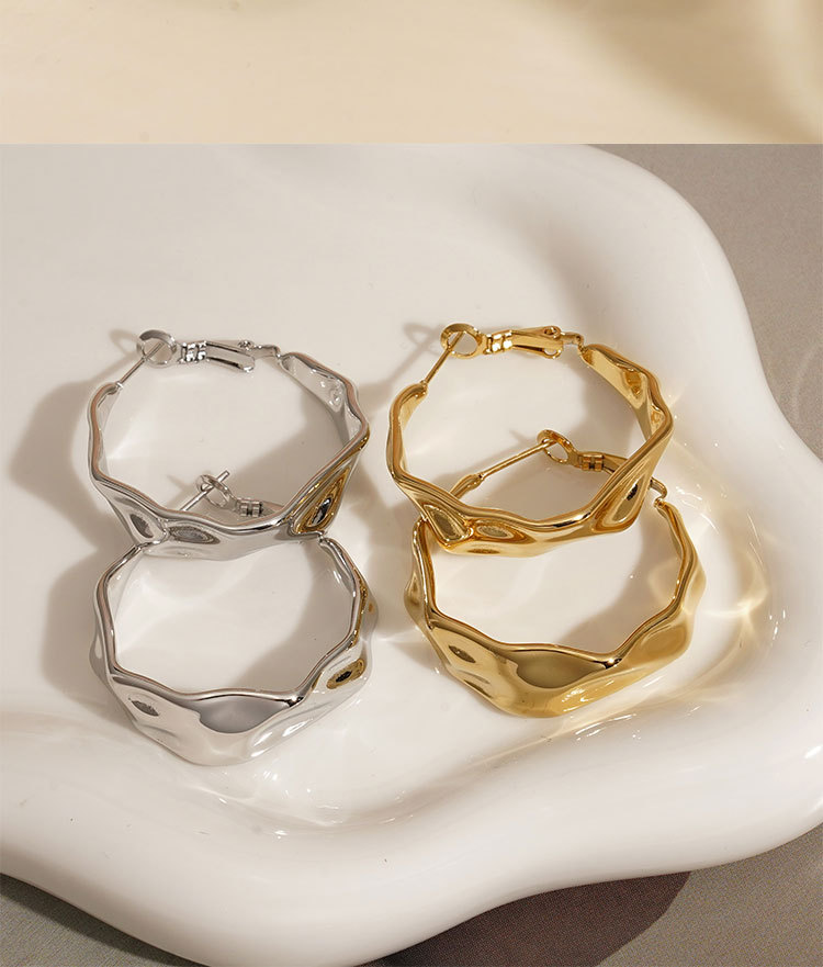 Real Gold Plated 316 Stainless Steel  Ion Plating (IP) Geometric Waterproof Non Tarnish Elegant Shiny Earrings For Women's