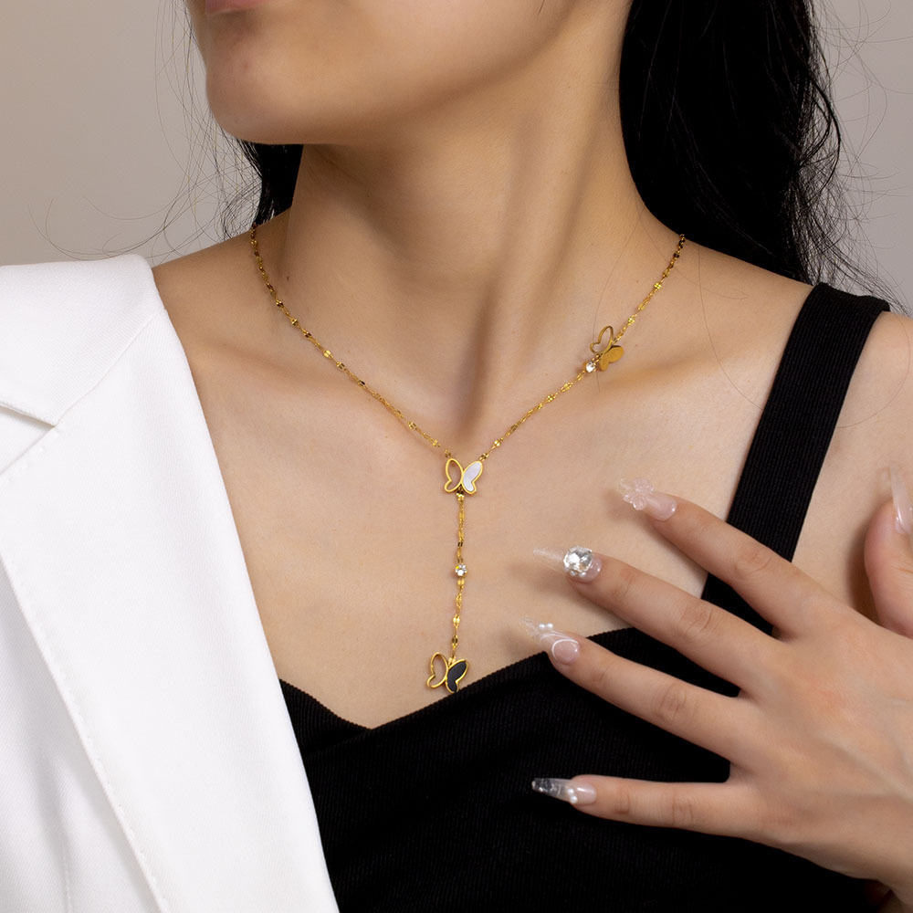 Butterfly Necklace Stainless Steel Women's Jewelry Accessories Animal Zodiac Pattern Choker