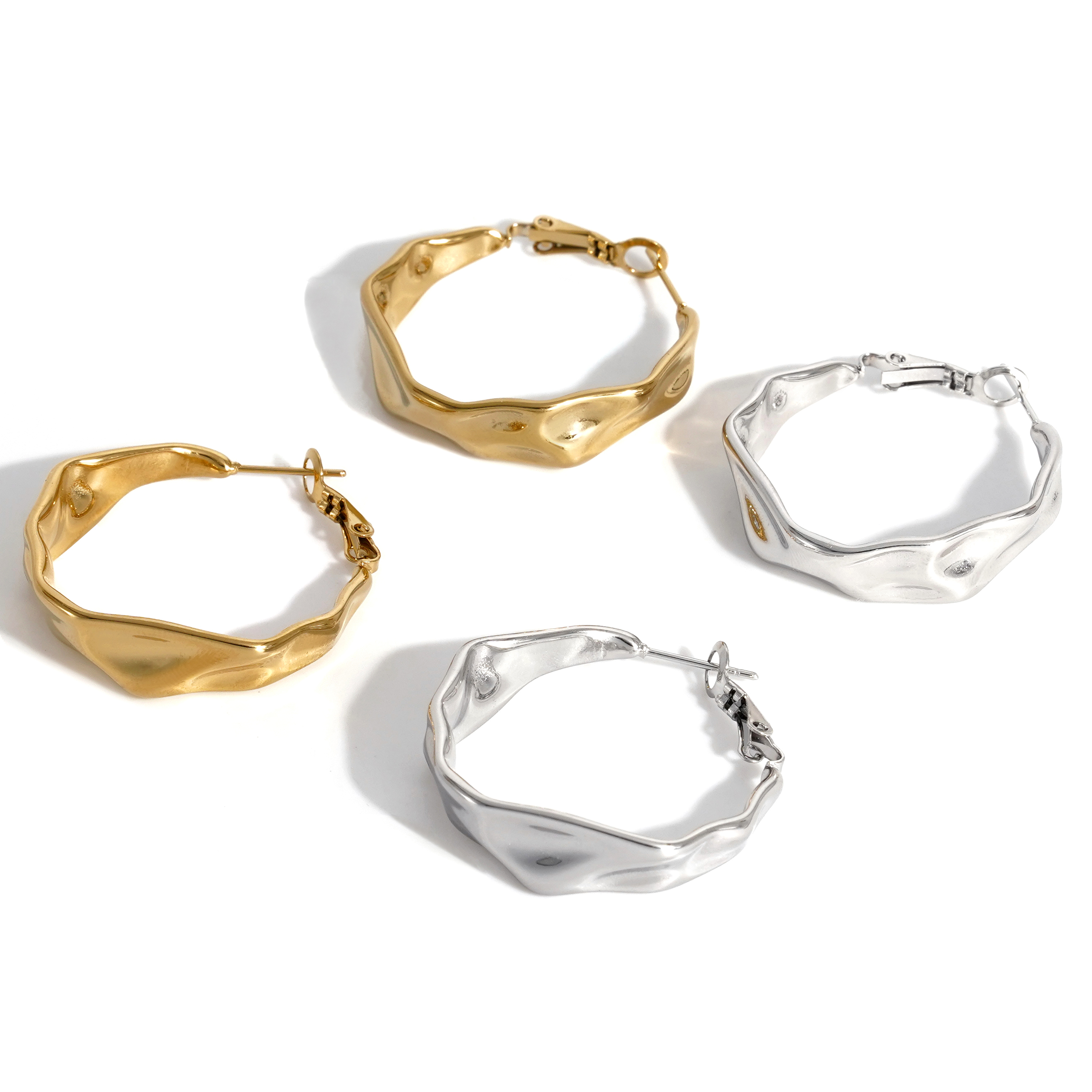 Real Gold Plated 316 Stainless Steel  Ion Plating (IP) Geometric Waterproof Non Tarnish Elegant Shiny Earrings For Women's