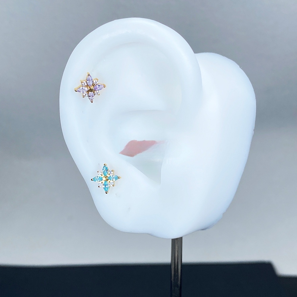 Titanium Alloy Star Shape Ear Studs G23 Titanium Piercing Jewelry With Zirconia Stones Unisex Lip Decorations Fashion Accessories