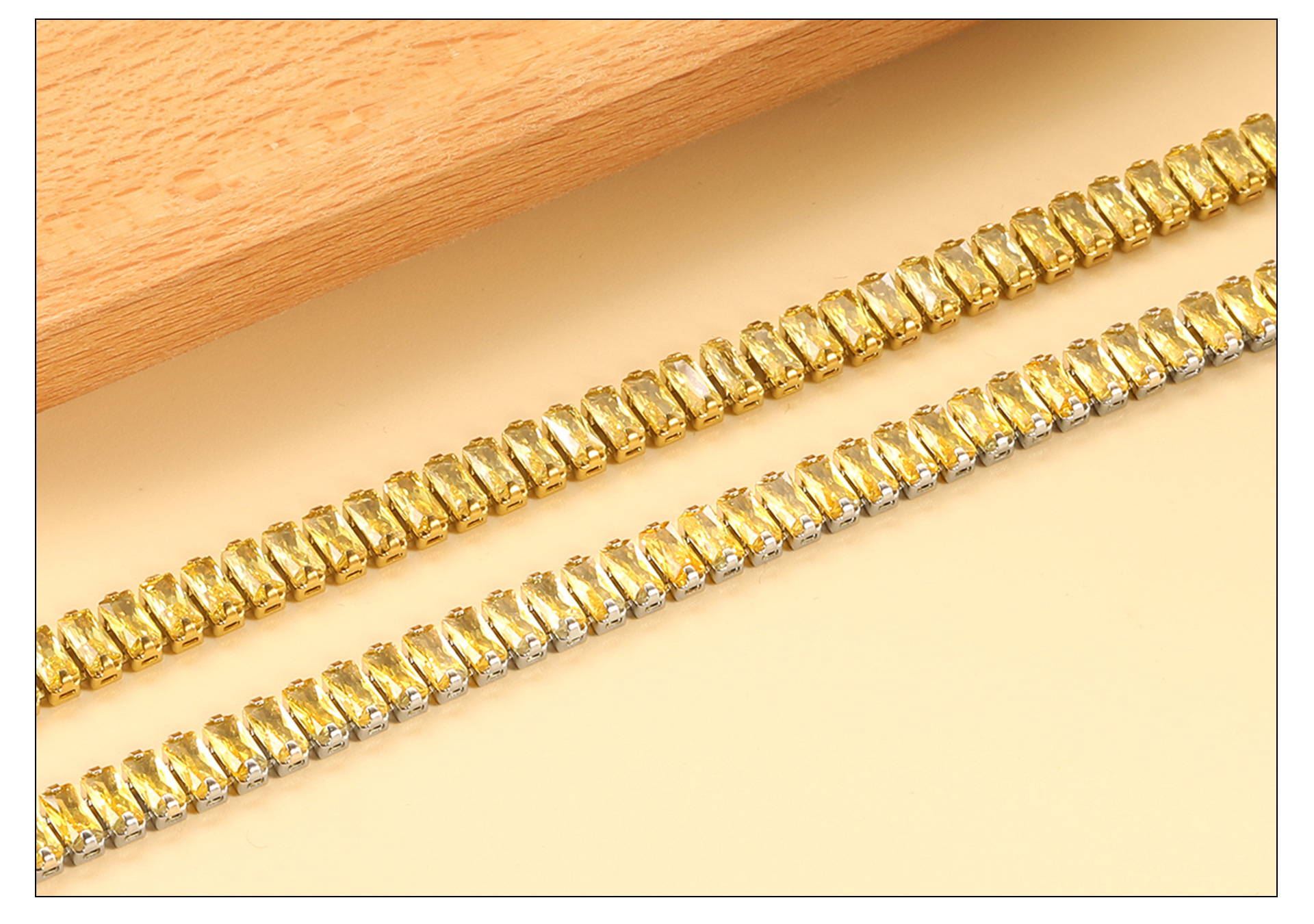 Elegant 304 Stainless Steel Gold-Plated Vacuum Plating (inside The Furnace) 18K Real Gold-Plated Tennis Bracelet Full Diamond Multi-Color Fashion Women's Watch Accessories