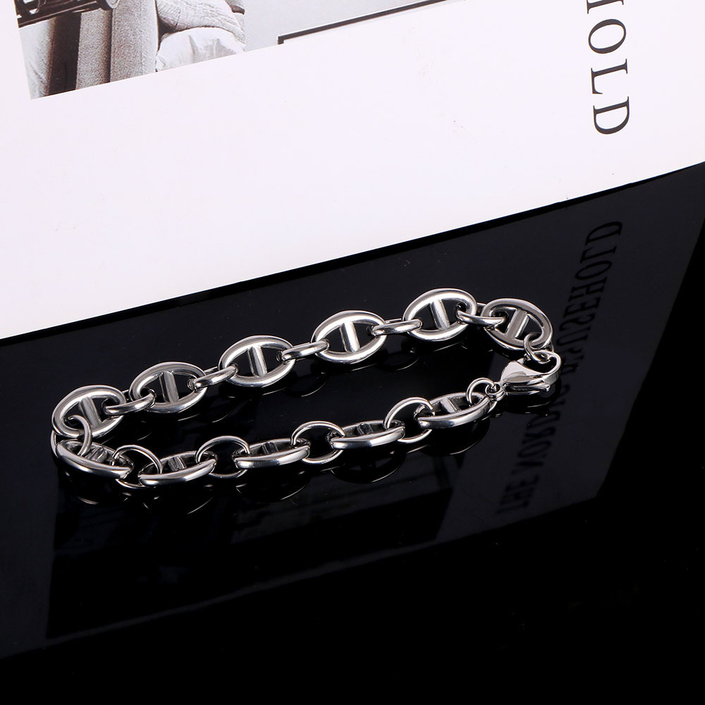 New Stainless Steel Necklace Fashionable Hollow Pig Nose Titanium Steel Bracelet Unisex Polished Craft Animal Zodiac Design