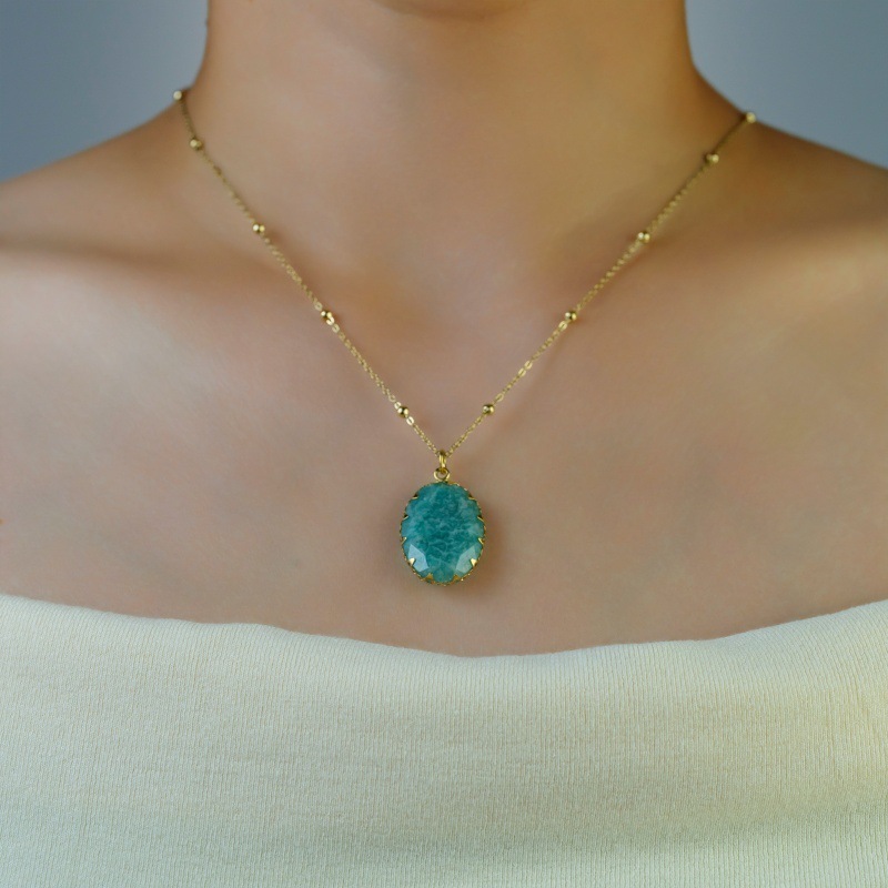 Luxury Handmade Natural Stone Gold Plated Stainless Steel 14K Necklace Ladies Casual Elegant Ins Style Jewelry Accessories