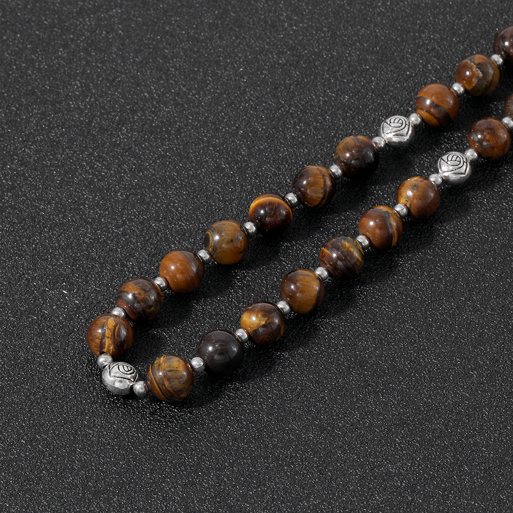 Yiwu Bracelet Wholesale Natural Indian Agate Black Agate Rosary Bracelet Cross Jewelry Handmade Beaded Accessories