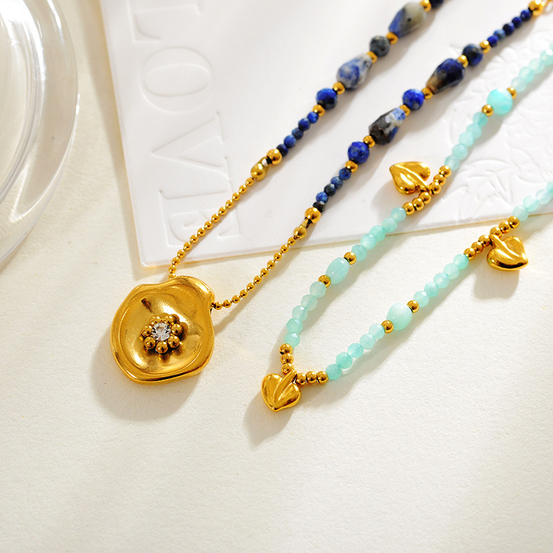 Natural Lapis Lazuli Beaded Necklace New Chinese Style High-end Sweater Chain Vintage Amethyst Autumn Winter Natural Gemstone Accessories For Women