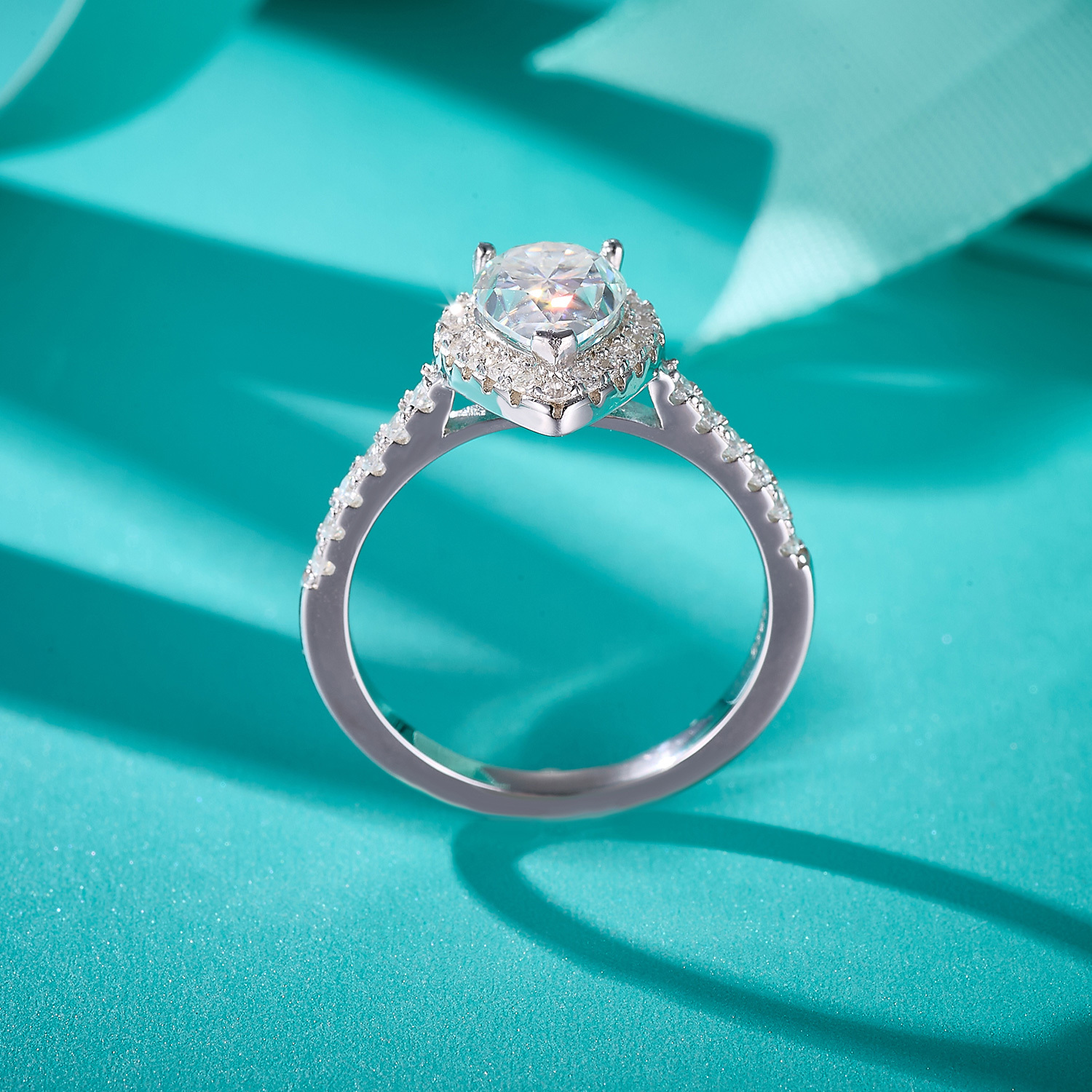 Custom Jewelry Wedding Engagement 925 Silver GRA 6*8mm VVS Pear Moissanite Ring Women