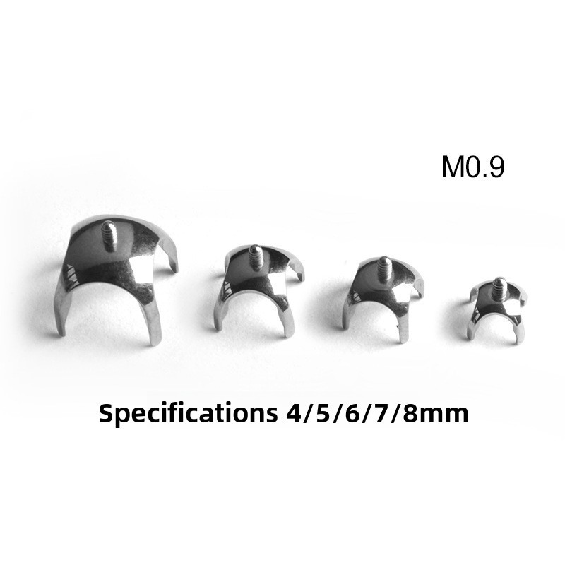 New F136 Titanium Alloy Curved Base Four-Claw Threaded Earring Lip Pin Accessories Piercing Jewelry Bowl Support Geometric Pattern