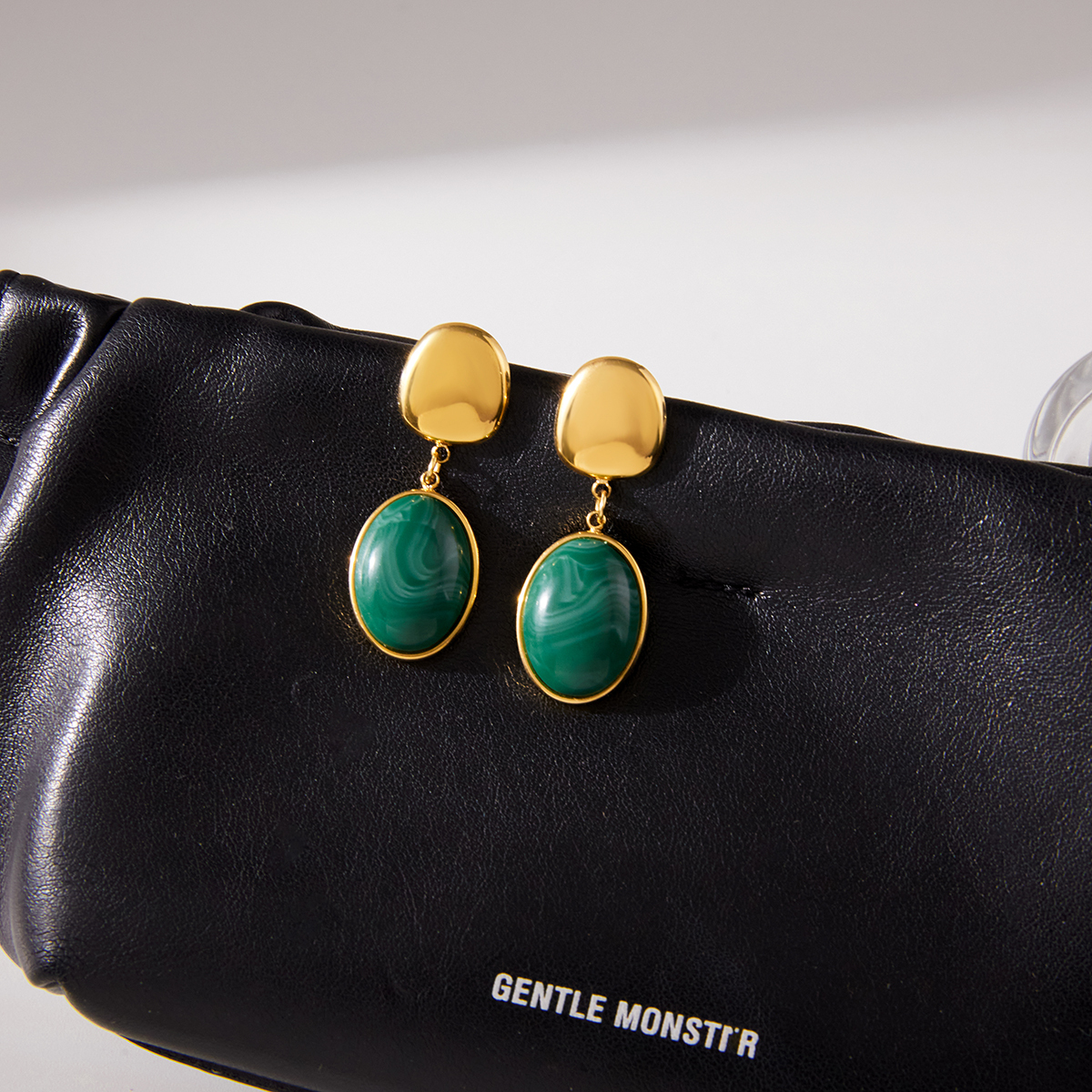Women's Style - Vintage Style / 18K Gold Stainless Steel + Resin / Green Oval Egg-shaped Resin Pendant Earrings Pair