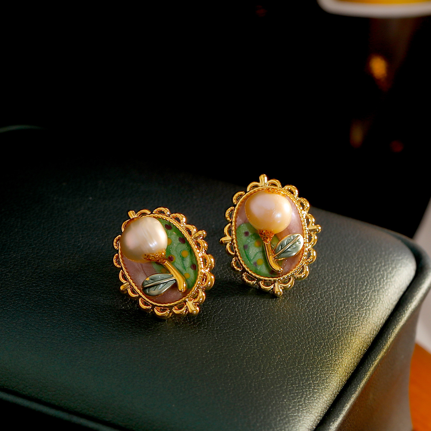 New Natural Pearl Earrings For Women Vintage Baroque Monet Garden Summer Jewelry Accessories Tulips And Roses
