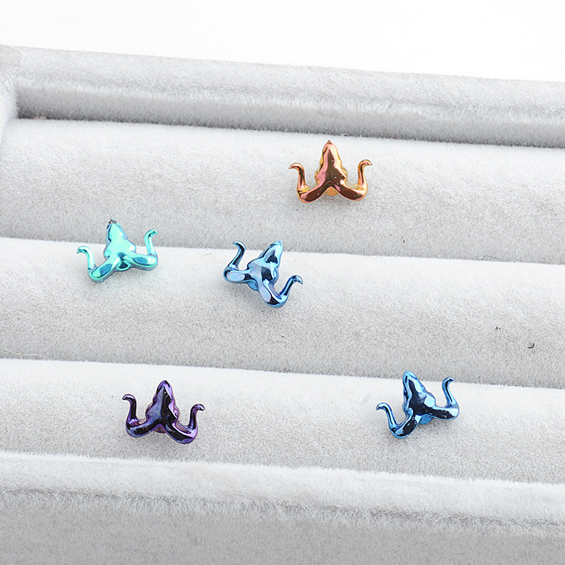 Titanium Alloy Zodiac Sheep Earrings Tongue Ring Subculture Personality Accessories Unisex Electroplated Silver Birthday Piercing Jewelry