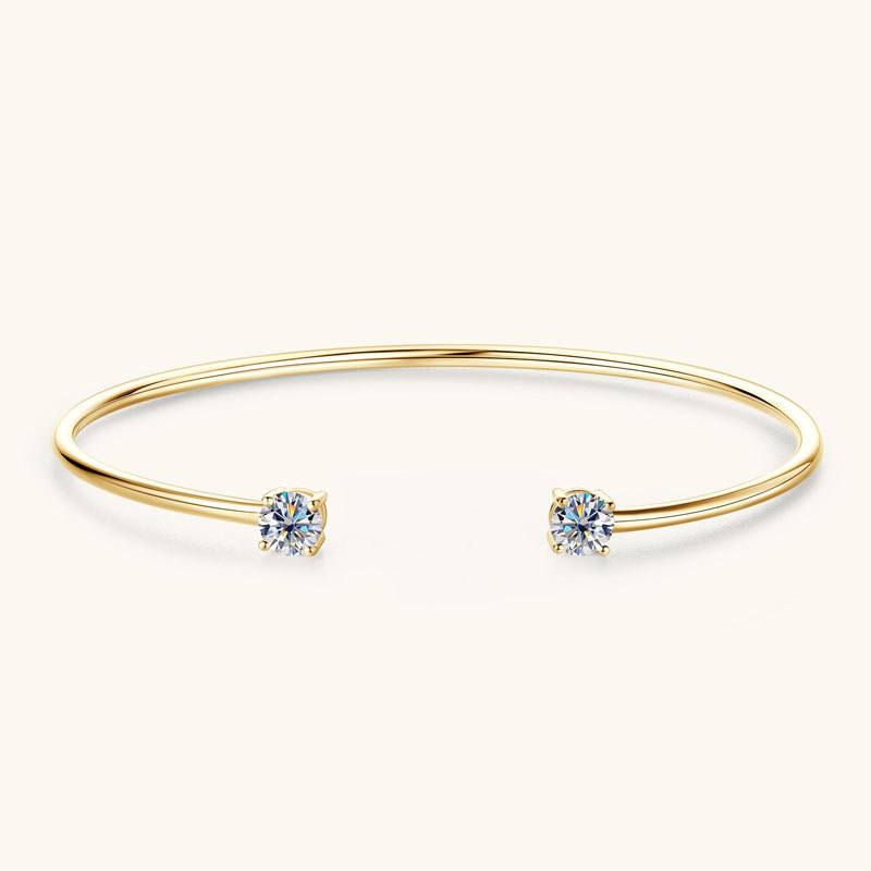 Fashion Simple Design Mozambique Stone Bracelet S925 Sterling Silver Open Bangle Doll And Zodiac Crown Pattern
