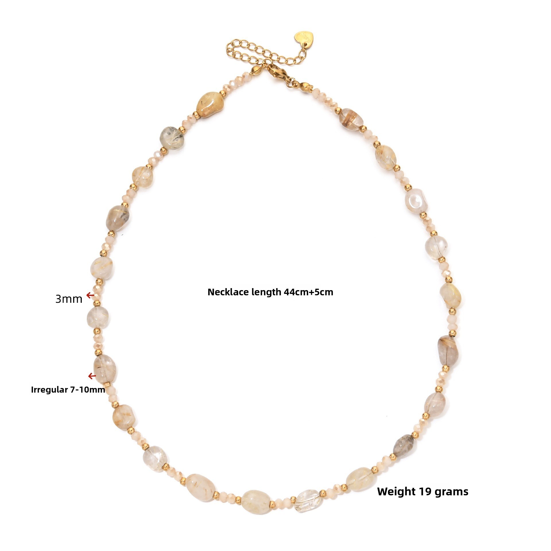 Fashionable Irregular Amethyst Hair Crystal Beaded Necklace Stainless Steel Sea Turquoise Luxury Dainty Clavicle Chain Women